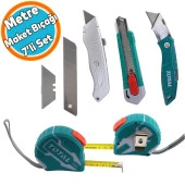 Metre Ve Maket Bıçağı Seti Şerit Metre Halı Kesme Maket Bıçağı Yedek Bıçak 10'lu Total TOS23037E - 1