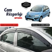 Citroen C3 2002-2008 Uyumlu Mugen Cam Rüzgarlığı Seti Piano Black 4'lü İthal - 1