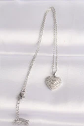 316L Çelik Zincir Gümüş Renk Zirkon Taşlı Kalp Kolye - TJ-BKO8623 thumbnail 2