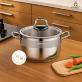 Saphire Paslanmaz Çelik 30 cm Cam Kapaklı Derin Tencere thumbnail 2