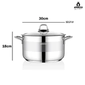 Saphire Paslanmaz Çelik 30 cm Cam Kapaklı Derin Tencere thumbnail 6