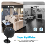 QASUL Mini Güvenlik Kamerası, 1080P HD WiFi Kablosuz Ev Güvenlik Kamerası, Gece Görüşü - 4