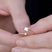 14 Ayar Altın Yonca Figürlü Eklem Yüzük thumbnail 2