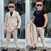 MODAVALS 4 PARÇA 6 DÜĞMELİ CEKETLİ ERKEK ÇOCUK TAKIM ELBİSE - SİYAH TSHIRT - 4