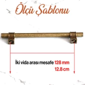 Hisar Eskitme Antik Sarı Metal 128 mm-12.8 cm Mobilya Mutfak Çekmece Dolap Kulpu Kulbu Kulpları thumbnail 4