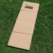 Katlanır Şezlong Minderi - Taşınabilir Kamp Yatağı 1. Kalite Su Itici Kumaş Lüks 180x60x3 Bej - 3