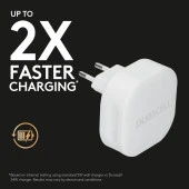 Duracell 24W Telefon / Tablet Şarj Başlığı 2xUSB 2x5v/2.4A - Beyaz - 3
