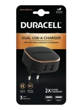 Duracell 17W Telefon / Tablet Şarj Başlığı 2xUSB 5v/3.4A - Siyah - 1