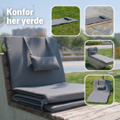 Katlanır Şezlong Minderi - Taşınabilir Kamp Yatağı Su Itici Kumaş 180x60x2 Lila - 6