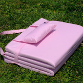 Katlanır Şezlong Minderi - Taşınabilir Kamp Yatağı Su Itici Kumaş 180x60x2 Pembe - 4