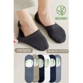 Erkek - Bayan Bambu Babet Çorap Dikişsiz Parfümlü Silikonlu Babet Çorap - 4