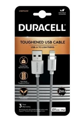 Duracell 2m Lightning to USB-A Örgülü Şarj Kablosu - Beyaz - 1