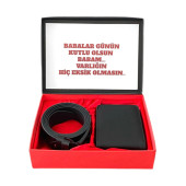 Hediye Seti Erkek Siyah Deri Cüzdan Kemer Hediye Seti - 1