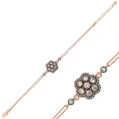 Himarry 925 Ayar Gümüş Rose Elmas Montür Çiçek Bileklik thumbnail 1