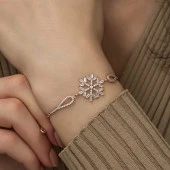 Himarry 925 Ayar Gümüş Rose Baget Taşlı Kar Tanesi Bileklik thumbnail 4