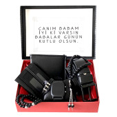 Erkek Hediye Seti Dijital Erkek Kol Saati -Deri Cüzdan Kartlık Kemer Tesbih 3 Adet Bileklik - 2