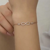 Himarry 925 Ayar Gümüş Rose Sonsuzluk Kadın Bileklik thumbnail 4