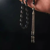 Gümüş İşlemeli Erzurum Oltu Taşı Tesbih thumbnail 3