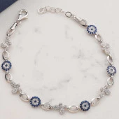 Himarry 925 Ayar Gümüş Kelebek Nazar Kadın Bileklik thumbnail 1