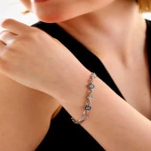 Himarry 925 Ayar Gümüş Kelebek Nazar Kadın Bileklik thumbnail 2