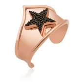 Himarry 925 Ayar Gümüş Rose Yıldız Desenli Eklem Yüzük thumbnail 1