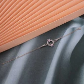 Himarry 925 Ayar Gümüş Rose Pembe Çiçek Kadın Bileklik thumbnail 2