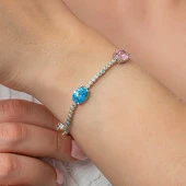 Himarry Gümüş Mix Taşlı Oval Su Yolu Kadın Bileklik thumbnail 1