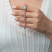 Himarry Gümüş Mix Taşlı Oval Su Yolu Kadın Bileklik thumbnail 2