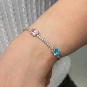 Himarry Gümüş Mix Taşlı Oval Su Yolu Kadın Bileklik thumbnail 3