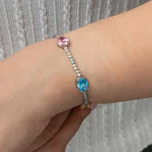 Himarry Gümüş Mix Taşlı Oval Su Yolu Kadın Bileklik thumbnail 4