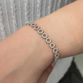 Himarry Gümüş Çember Beyaz Taşlı Su Yolu Kadın Bileklik thumbnail 1