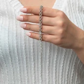 Himarry Gümüş Çember Beyaz Taşlı Su Yolu Kadın Bileklik thumbnail 2