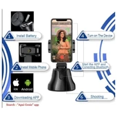 360° Hareket Algılayıcı Sensörlü Akıllı Çekim Selfie Video Takip Tripodu thumbnail 4