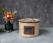 Deri Şeritli Pencereli Yuvarlak Çok Amaçlı Düzenleyici Organizer Kutu Keçe Çanta (maxi) - 1