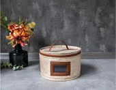 Deri Şeritli Pencereli Yuvarlak Çok Amaçlı Düzenleyici Organizer Kutu Keçe Çanta (mini) - 2