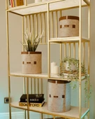 Deri Şeritli Yuvarlak Çok Amaçlı Düzenleyici Organizer Kutu Keçe Sepet (mini) 03822 thumbnail 3