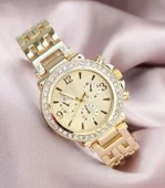 Zarif Ve Şık Özel Tasarım Zirkon Taşlı Metal Bayan Kol Saati (gold) - 1