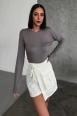 Rahat Ve Şık Uzun Kollu Bisiklet Yaka Likralı Viskon Penye Body Füme thumbnail 1