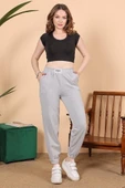 Rahatlığın Şıklığı Tarz Gri Paçası Lastikli Eşofman Altı thumbnail 2