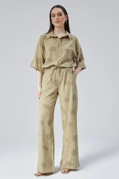 Kadın Haki Bol Paça Pantolon thumbnail 1