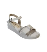 YAZKIŞ Kadın Siyah Beyaz Taşlı 4cm Dolgo Topuk Sandalet - 4
