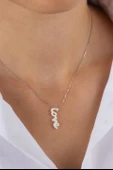 Kadın 925 Ayar Gümüş Opal Taşlı Love Kolye - 1