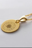 Kadın 925 Ayar Gümüş Papatya Plaka Kolye - 1