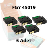 Foogy Dymo D1 Muadili Etiket Plastik Yeşil - 12 mm x 7 mt - 45019 - Eko Paket 5 li - 1