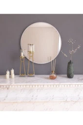 Nysamo 58 Cm Beyaz Dekoratif Yuvarlak Antre Hol Koridor Duvar Salon Mutfak Banyo Wc Ofis Aynası - 3