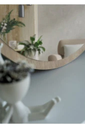 Nysamo 45 cm Safir Meşe Dekoratif Yuvarlak Antre Hol Koridor Duvar Salon Mutfak Banyo Wc Ofis Aynası thumbnail 4