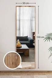 Nysamo 50x150 Cm Ceviz Boy Ayna Antre Koridor Konsol Duvar Salon Banyo Wc Ofis Çocuk Yatak Odası Boy Aynası - 3