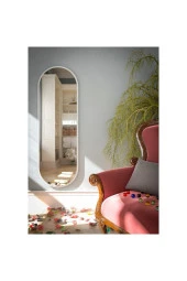 Nysamo Beyaz Oval Dekoratif Boy Aynası 40x120 cm - 1