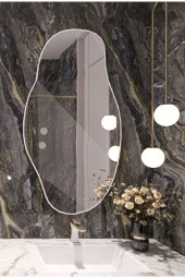 Nysamo Asimetrik 40x70 Dekoratif Ayna, Konsol Aynası, Hol Aynası, Wc Aynası, Dresuar Aynası - 4