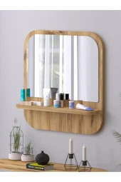 Nysamo Raflı Kare 58 cm Koridor Dresuar Konsol Duvar Salon Banyo Ofis Çocuk Yatak Oda raflı Aynası - 1